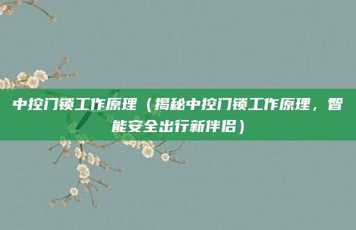 中控门锁工作原理（揭秘中控门锁工作原理，智能安全出行新伴侣）