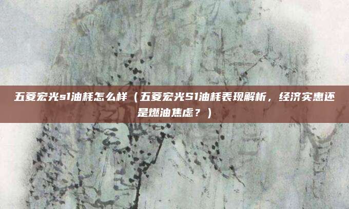 五菱宏光s1油耗怎么样（五菱宏光S1油耗表现解析，经济实惠还是燃油焦虑？）