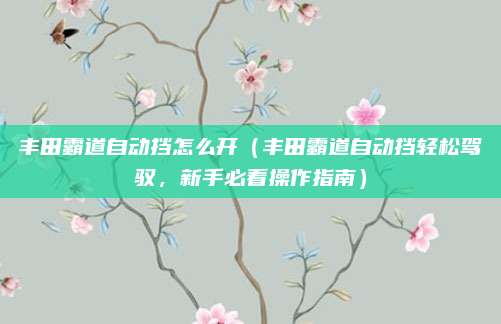 丰田霸道自动挡怎么开（丰田霸道自动挡轻松驾驭，新手必看操作指南）