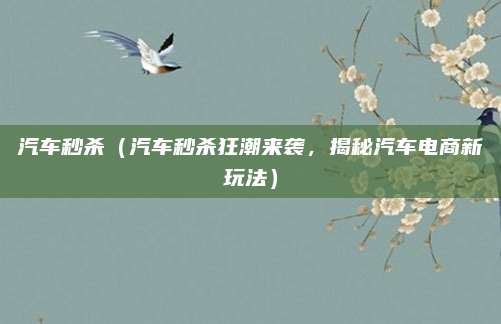 汽车秒杀(汽车秒杀狂潮来袭,揭秘汽车电商新玩法)