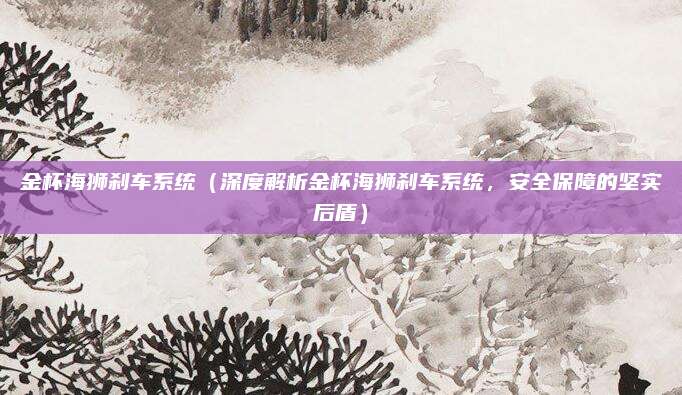 金杯海狮刹车系统（深度解析金杯海狮刹车系统，安全保障的坚实后盾）