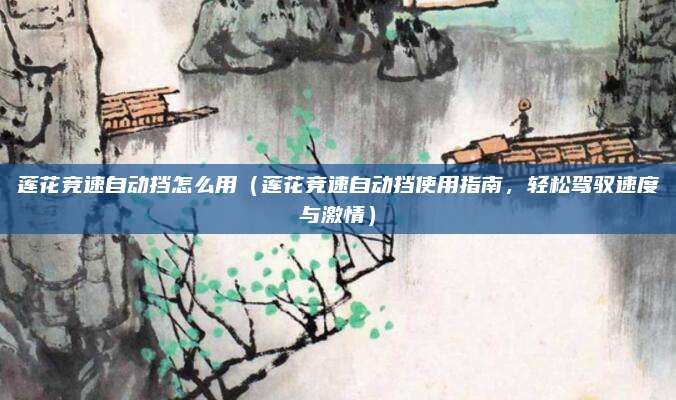莲花竞速自动挡怎么用（莲花竞速自动挡使用指南，轻松驾驭速度与激情）