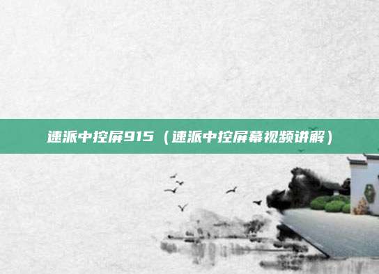 速派中控屏915(速派中控屏幕视频讲解)