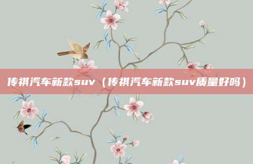 传祺汽车新款suv（传祺汽车新款suv质量好吗）