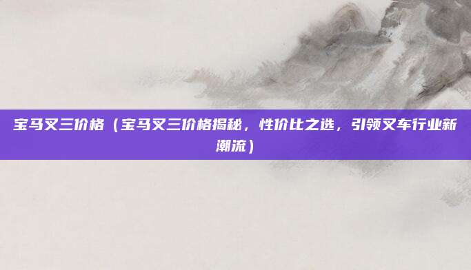 宝马叉三价格（宝马叉三价格揭秘，性价比之选，引领叉车行业新潮流）
