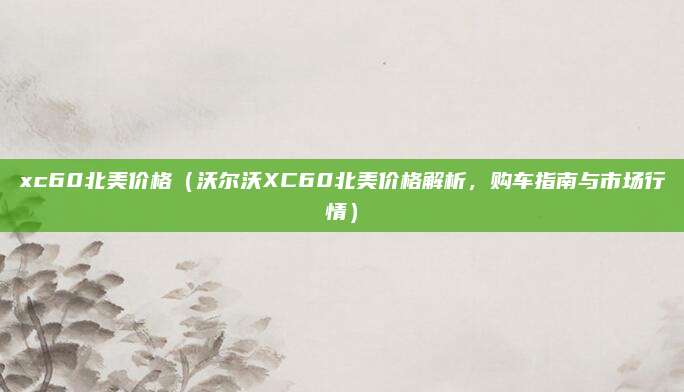 xc60北美价格（沃尔沃XC60北美价格解析，购车指南与市场行情）