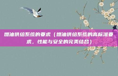 燃油供给系统的要求（燃油供给系统的高标准要求，性能与安全的完美结合）