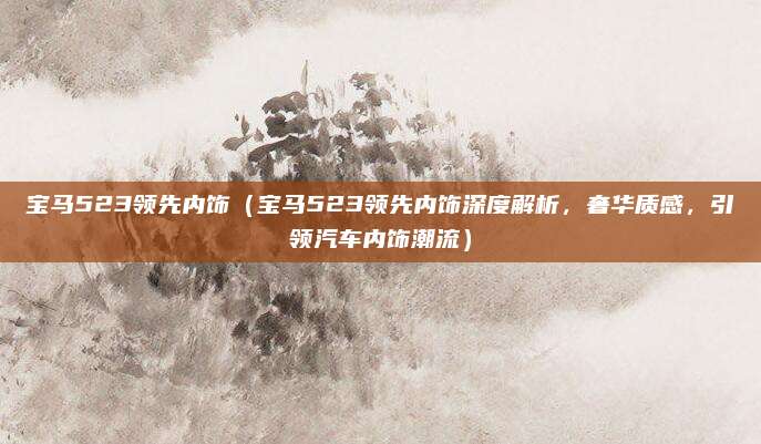 宝马523领先内饰(宝马523领先内饰深度解析,奢华质感,引领汽车内饰潮流)