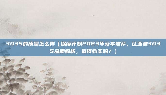 3035的质量怎么样(深度评测2023年新车推荐,比亚迪3035品质解析,值得购买吗?)