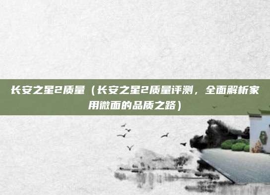 长安之星2质量（长安之星2质量评测，全面解析家用微面的品质之路）