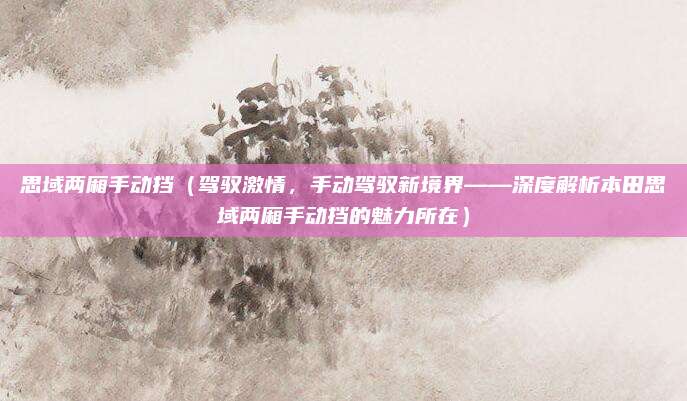 思域两厢手动挡(驾驭激情,手动驾驭新境界——深度解析本田思域两厢手动挡的魅力所在)