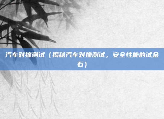 汽车对撞测试(揭秘汽车对撞测试,安全性能的试金石)