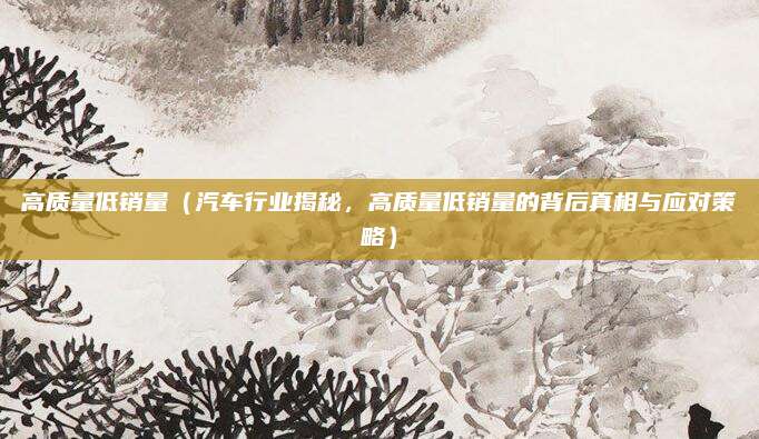 高质量低销量(汽车行业揭秘,高质量低销量的背后真相与应对策略)