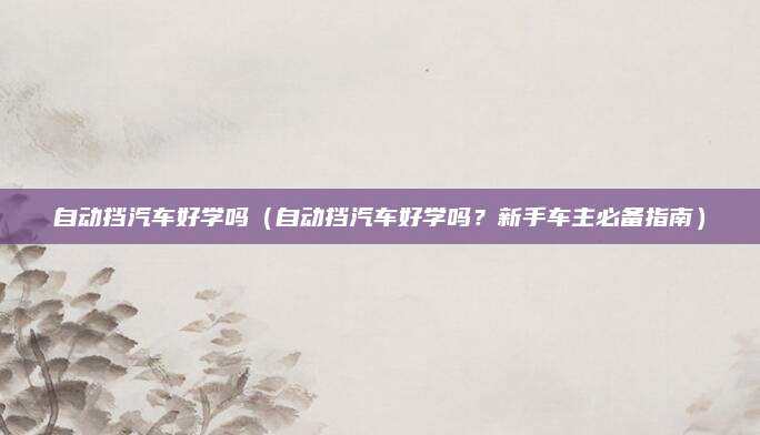 自动挡汽车好学吗（自动挡汽车好学吗？新手车主必备指南）
