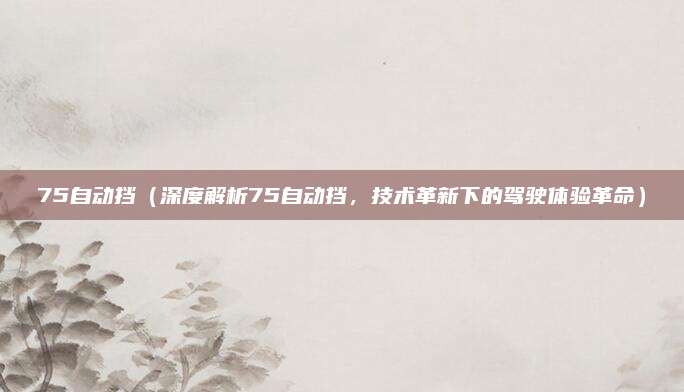 75自动挡(深度解析75自动挡,技术革新下的驾驶体验革命)