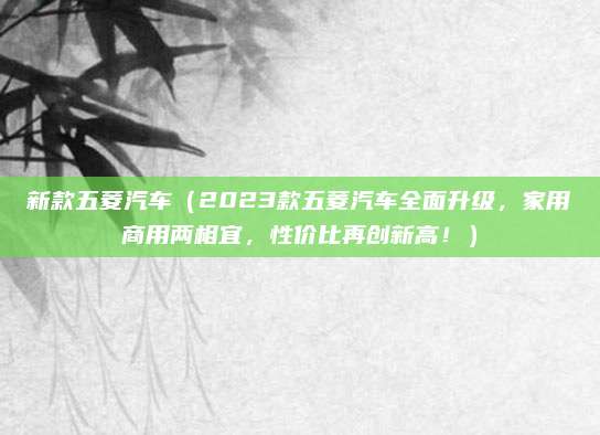 新款五菱汽车（2023款五菱汽车全面升级，家用商用两相宜，性价比再创新高！）