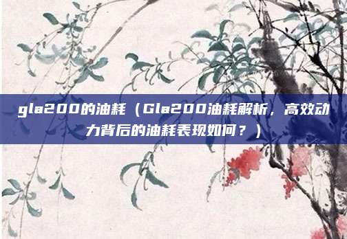 gla200的油耗（Gla200油耗解析，高效动力背后的油耗表现如何？）