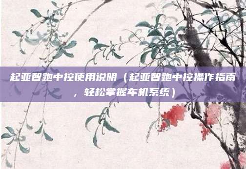 起亚智跑中控使用说明（起亚智跑中控操作指南，轻松掌握车机系统）