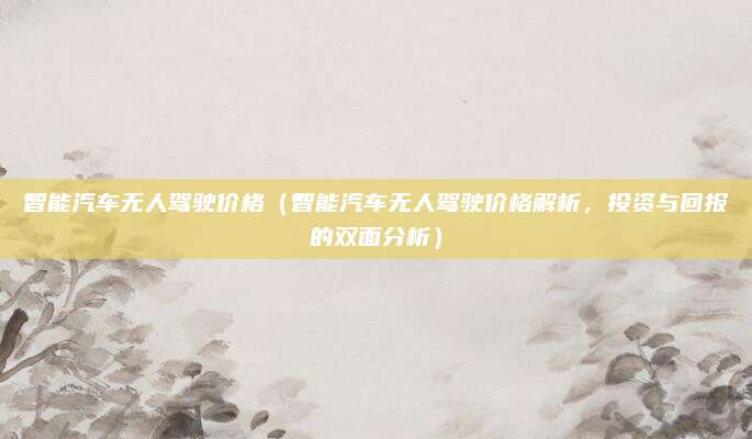 智能汽车无人驾驶价格（智能汽车无人驾驶价格解析，投资与回报的双面分析）