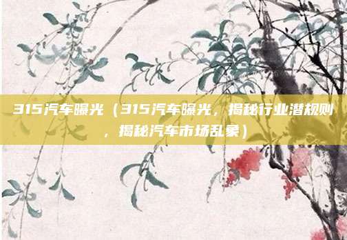 315汽车曝光（315汽车曝光，揭秘行业潜规则，揭秘汽车市场乱象）