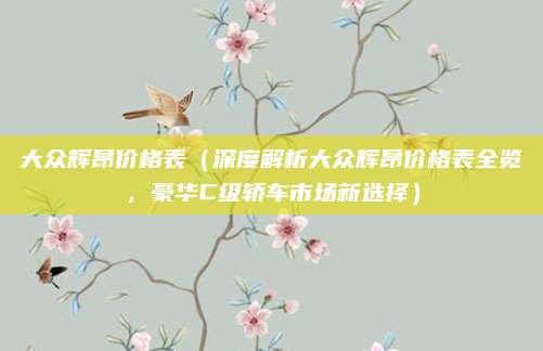 大众辉昂价格表（深度解析大众辉昂价格表全览，豪华C级轿车市场新选择）
