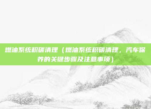 燃油系统积碳清理（燃油系统积碳清理，汽车保养的关键步骤及注意事项）