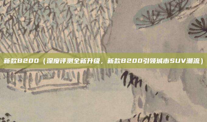 新款B200（深度评测全新升级，新款B200引领城市SUV潮流）