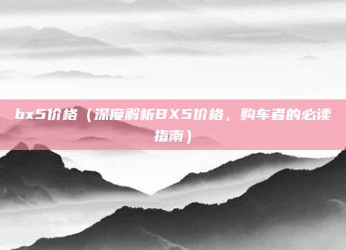 bx5价格（深度解析BX5价格，购车者的必读指南）