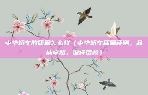 中华轿车的质量怎么样(中华轿车质量评测,品质卓越,值得信赖)