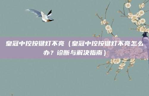 皇冠中控按键灯不亮（皇冠中控按键灯不亮怎么办？诊断与解决指南）