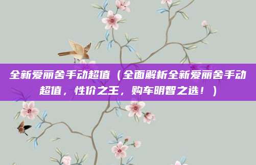 全新爱丽舍手动超值（全面解析全新爱丽舍手动超值，性价之王，购车明智之选！）