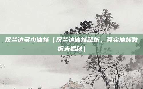 汉兰达多少油耗（汉兰达油耗解析，真实油耗数据大揭秘）
