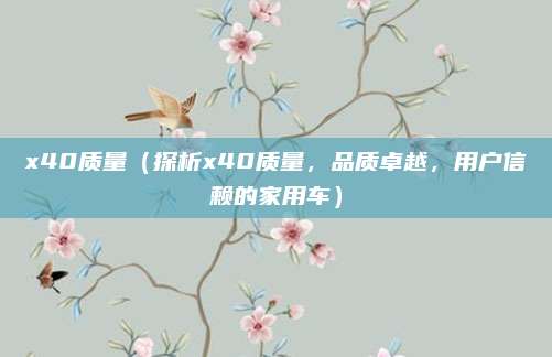 x40质量（探析x40质量，品质卓越，用户信赖的家用车）