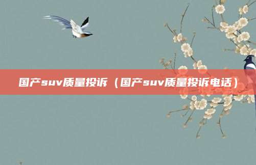 国产suv质量投诉(国产suv质量投诉电话)