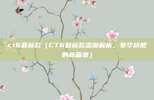 ct6最新款(CT6最新款深度解析,豪华旗舰的新篇章)