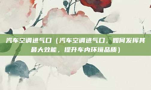 汽车空调进气口(汽车空调进气口,如何发挥其最大效能,提升车内环境品质)
