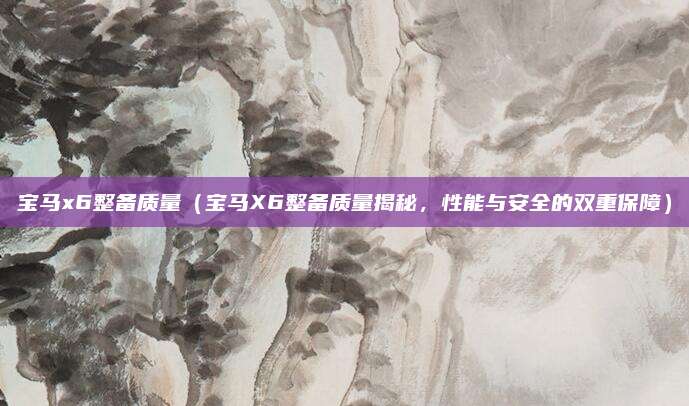宝马x6整备质量(宝马X6整备质量揭秘,性能与安全的双重保障)