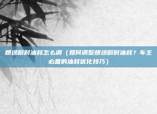 朗逸瞬时油耗怎么调(如何调整朗逸瞬时油耗?车主必备的油耗优化技巧)
