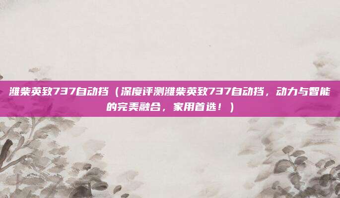潍柴英致737自动挡（深度评测潍柴英致737自动挡，动力与智能的完美融合，家用首选！）