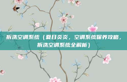 拆洗空调系统(夏日炎炎,空调系统保养攻略,拆洗空调系统全解析)