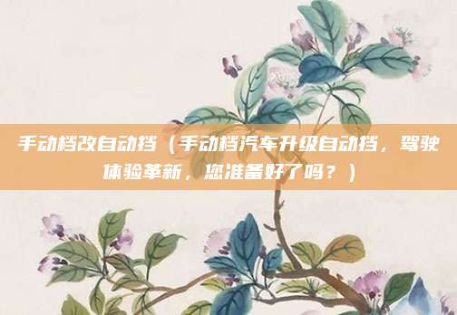 手动档改自动挡（手动档汽车升级自动挡，驾驶体验革新，您准备好了吗？）