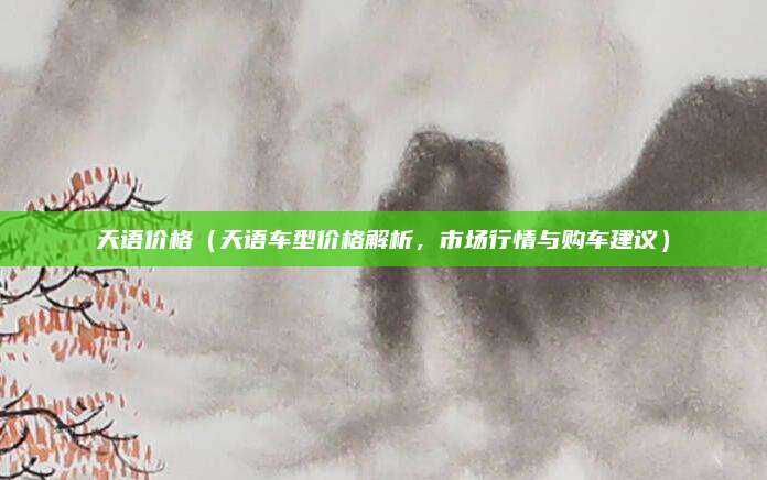 天语价格（天语车型价格解析，市场行情与购车建议）