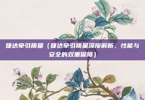 捷达牵引质量（捷达牵引质量深度解析，性能与安全的双重保障）