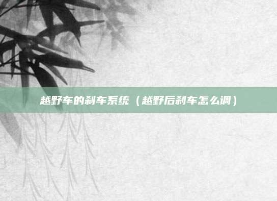 越野车的刹车系统(越野后刹车怎么调)