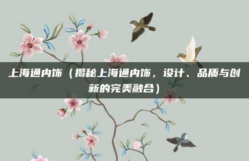 上海通内饰（揭秘上海通内饰，设计、品质与创新的完美融合）