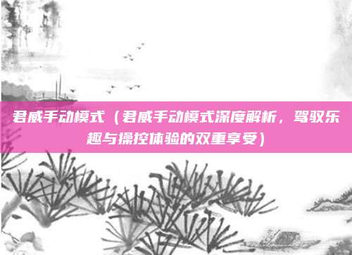 君威手动模式（君威手动模式深度解析，驾驭乐趣与操控体验的双重享受）