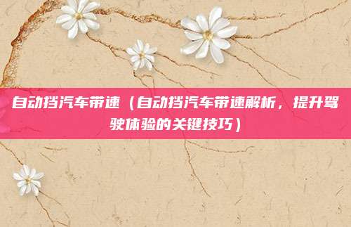 自动挡汽车带速（自动挡汽车带速解析，提升驾驶体验的关键技巧）