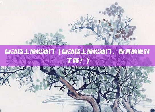 自动挡上坡松油门（自动挡上坡松油门，你真的做对了吗？）