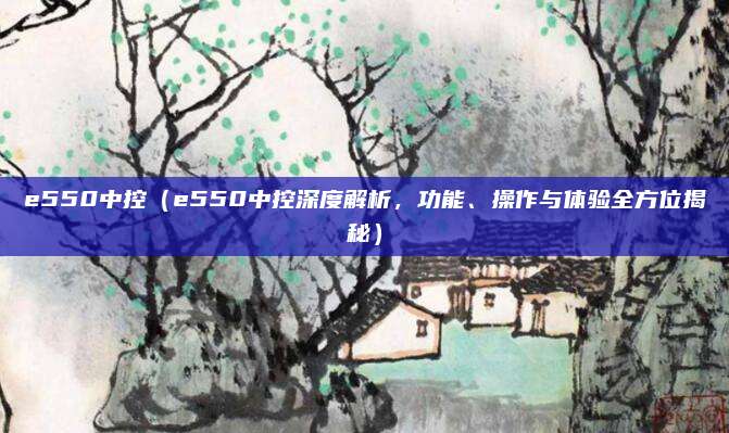 e550中控（e550中控深度解析，功能、操作与体验全方位揭秘）