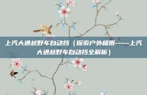 上汽大通越野车自动挡（探索户外极限——上汽大通越野车自动挡全解析）